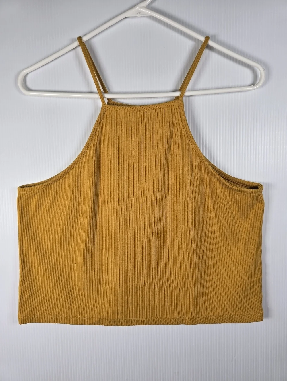 J. Crew Ribbed Halter Crop Top in Mustard  Size XL Summer Festival Boho Vacation